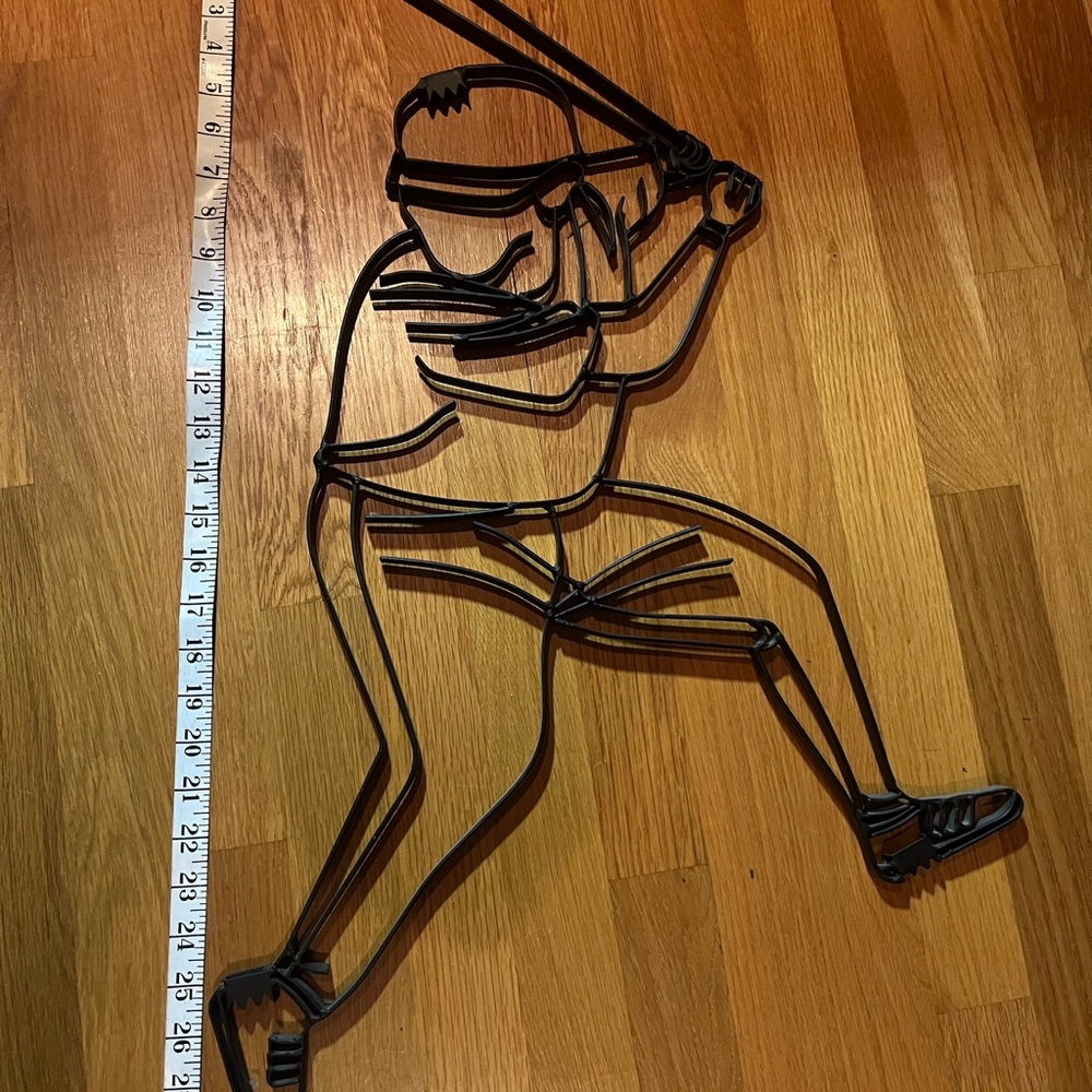 Black Metal Baseball Player Wall Art